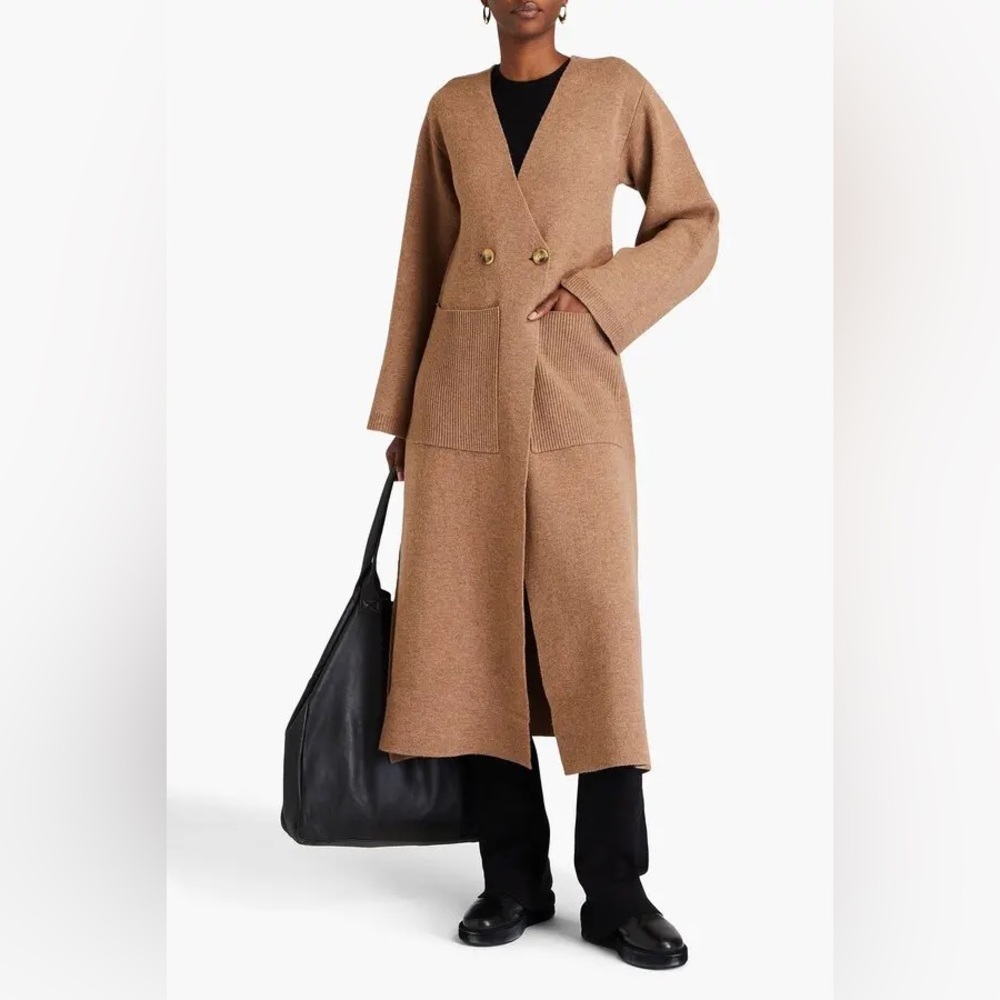 By Malene Birger Long Camel Knit Cardigan Coat